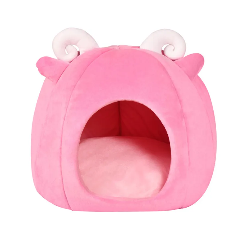 

Winter Warm Cat Cave House Sheep Shape Lovely Bed For Cats Soft Suitable Pet Cushion Cat Bed House Dog Sleeping Nest Kennel