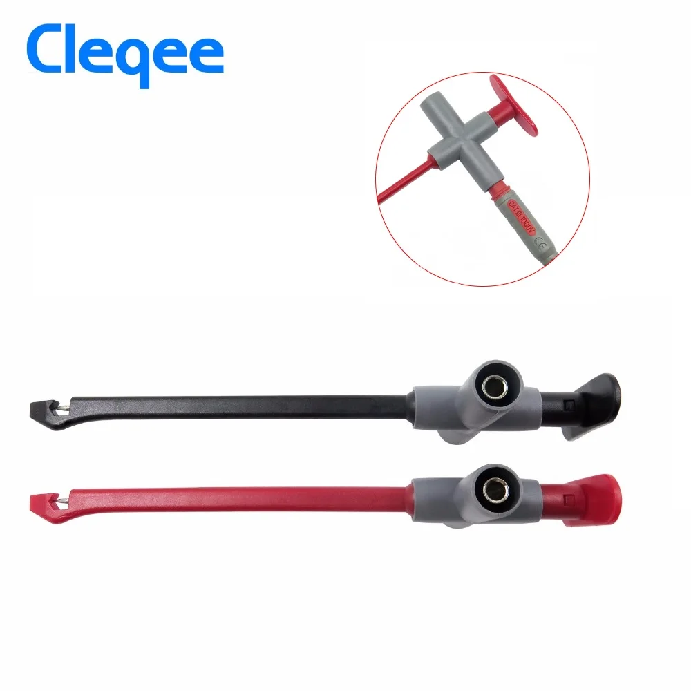 Cleqee P5010 2 шт. пробник для прокола Авто Ремонт мультиметр тестовый Зажим Автомобильный тестовый инструмент пружинный может подключаться к 4 мм штекер типа "банан"