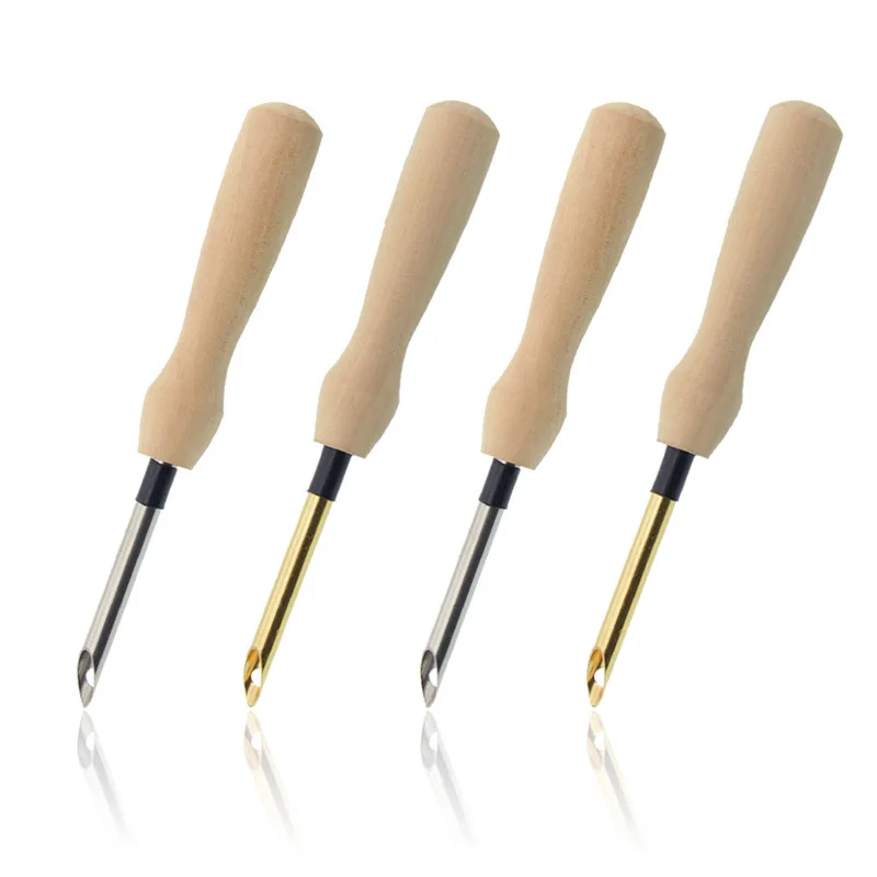 5 MM / 3,5 MM bolígrafo de bordado de punto mango de madera tejido multiusos DIY fieltro artesanal punzón enhebrador de agujas accesorios de costura