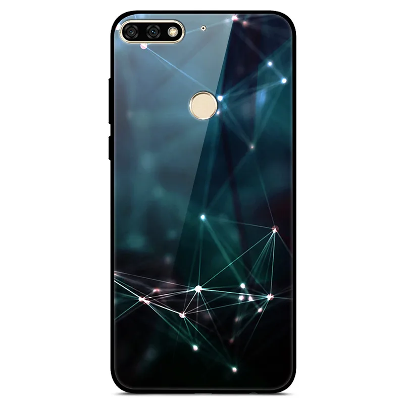 28 D для huawei Honor 7C 7A Pro Чехол, стеклянная задняя крышка, Жесткий Чехол для huawei Honor 7C чехол, модная мягкая ТПУ Рамка Honor 7 A C 5,7 - Цвет: 28