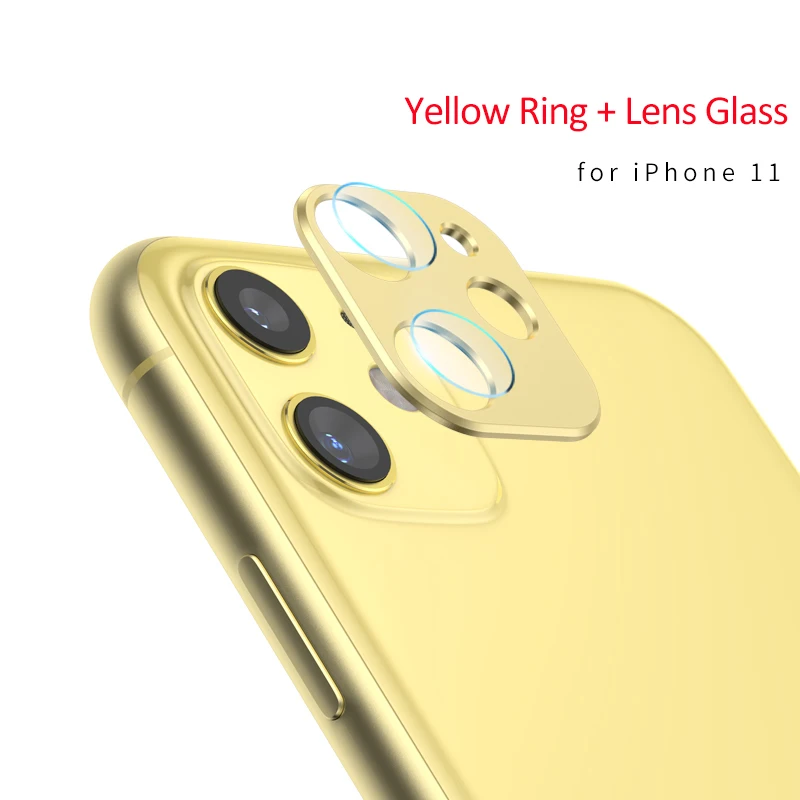 Для iPhone 11 Pro Max Защитная пленка для объектива камеры для iPhone 11 Pro 11 чехол металлическое защитное кольцо закаленное стекло - Цвет: Yellow
