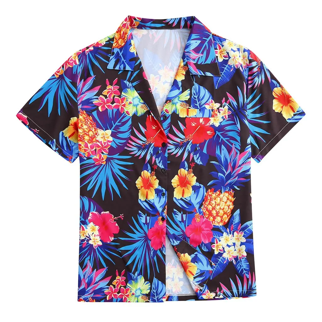 Новая мужская Этническая гавайская рубашка с коротким рукавом тропические Летние Гавайские рубашки из хлопка и льна с принтом размера плюс 19Sep04