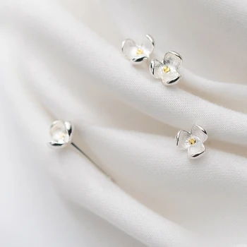 

Colusiwei Romantic 100% Real 925 Sterling Silver Gold Color Blossom Flower Small Stud Earrings for Women Fashion Jewelry Making