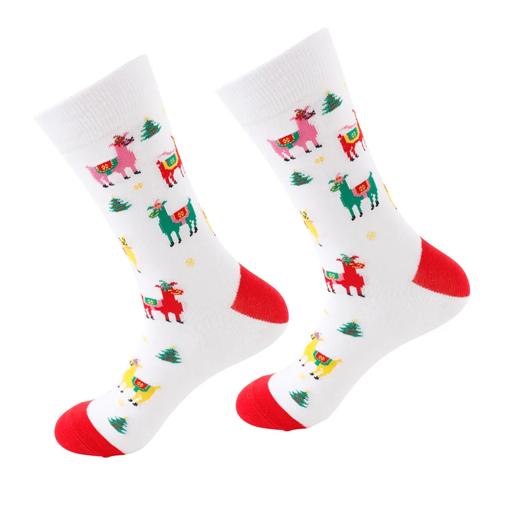 Мужские и женские спортивные теплые эластичные дышащие хлопковые носки без пятки Повседневные Удобные Рождественские Зимние носки до середины икры с героями мультфильмов