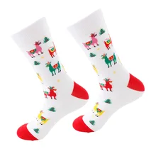 Мужские и женские спортивные теплые эластичные дышащие хлопковые носки без пятки Повседневные Удобные Рождественские Зимние носки до середины икры с героями мультфильмов