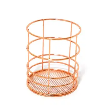 

Rose Gold Iron Art Nordic Makeup Organizer Basket Eyeliner Brush Set Storage Cup Dressing Table Makeup Cosmetic Organizer Box