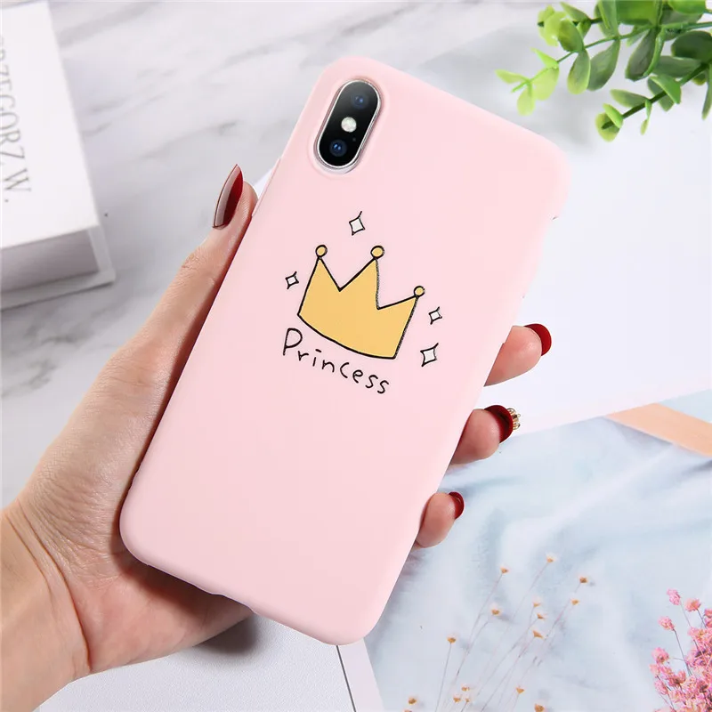 

ottwn Cute Cat Painting Phone Cover For iPhone 11 X XR XS Max Soft TPU Back Case For iPhone 6S 7 8 7Plus 5S SE Crown Cactus Case