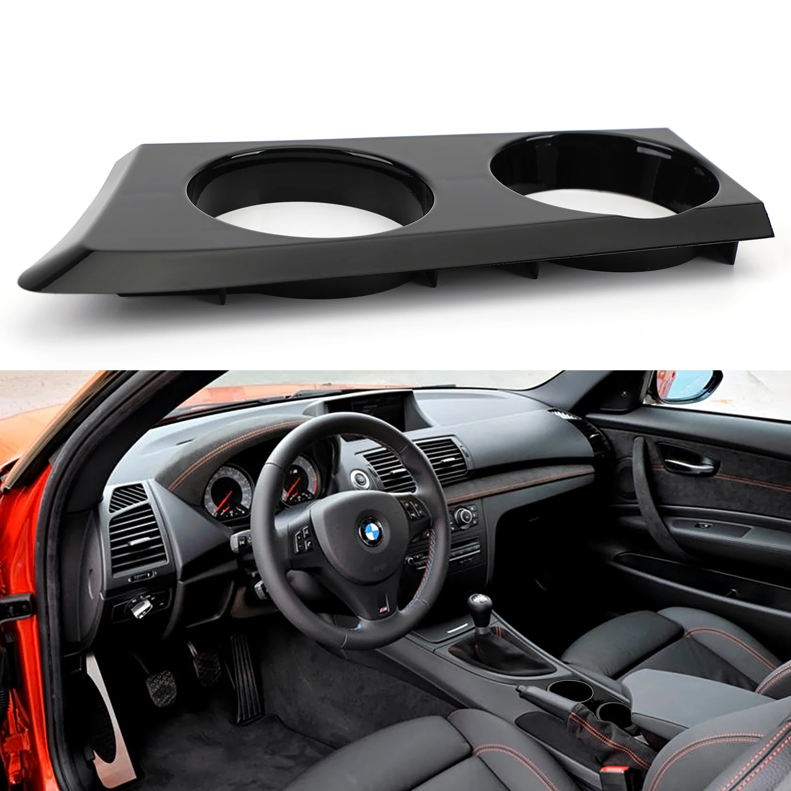  Porte-gobelet de voiture noir pour BMW Série 1 compatible avec  116 116i 118 118i 118d 120d 120i E87 E81 E82 E88