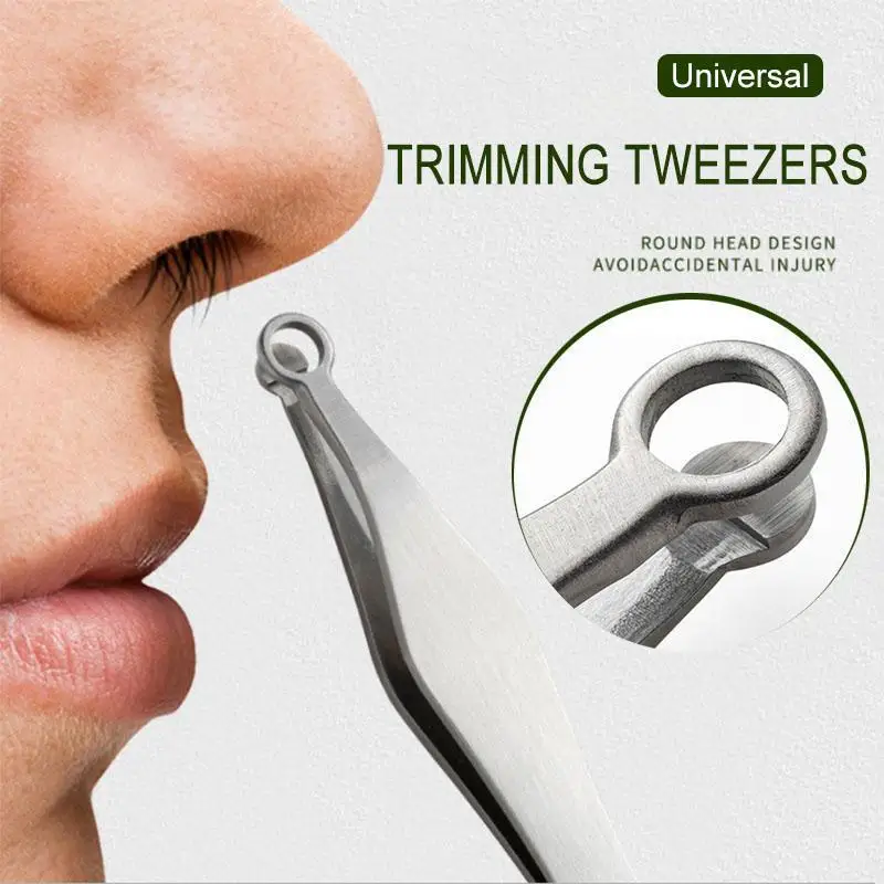Universal Nose Hair Trimming Tweezers Stainless Steel Eyebrow Nose Hair Scissors Manicure Facial Trimming Makeup Tools tweezer tool