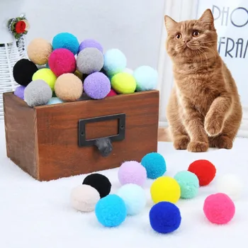 

30 Piece/lot Kitten Puppy Plush Ball Game Dog Cat Toy Colorful Handmade Bells Ball Chewing Interactive Toy For Dog CatE