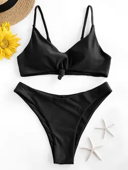 

Zaful Knot High Cut Bralette Bikini Swimsuit Bikini Sets