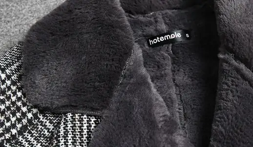 Новое осенне-зимнее женское клетчатое шерстяное пальто модное винтажное приталенное пальто с отложным воротником и поясом Верхняя одежда из искусственной шерсти CA6534
