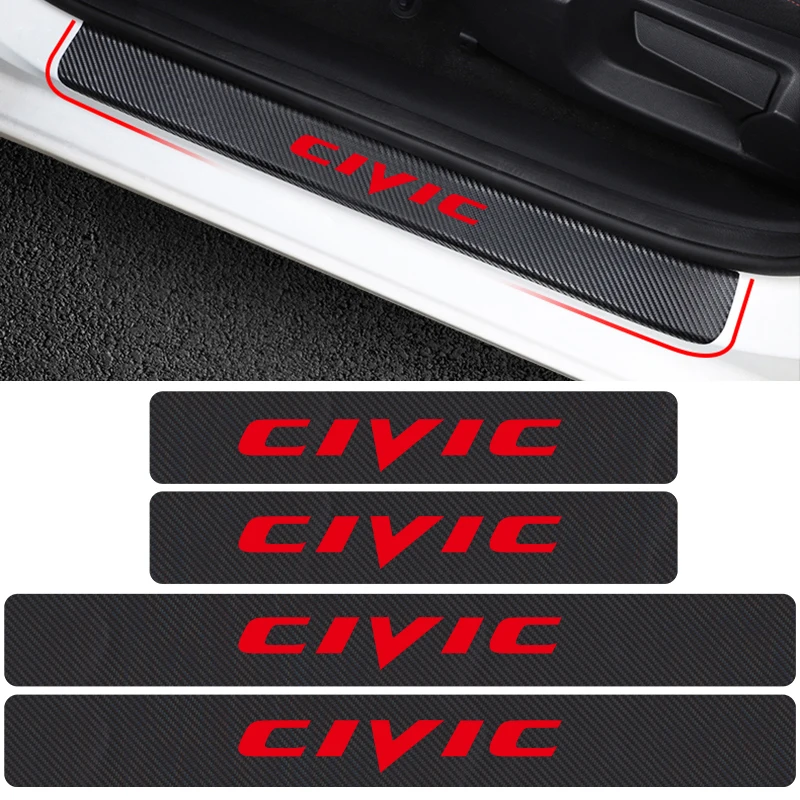 4 шт. защита порога двери для Honda Civic автомобильный порог Накладка протектор углеродного волокна виниловая наклейка автомобильные аксессуар... 4 шт. защита порога двери для Honda Civic автомобильный порог Накладка протектор углеродного волокна виниловая наклейка автомобильные аксессуар...