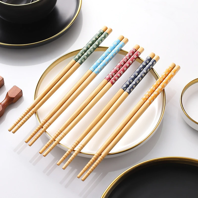 New High Quality Reusable 5 Pair Set Handmade Bamboo Japanese Natural Wood  Chopsticks Sushi Food Multi Color Wooden Chop Sticks - AliExpress