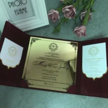 В переменного тока, 50- персонализированные пользовательские бархат свадебных пригласительных билетов, бархатный чехол-книжка, роскошное свадебное приглашение карты с открытка RSVP