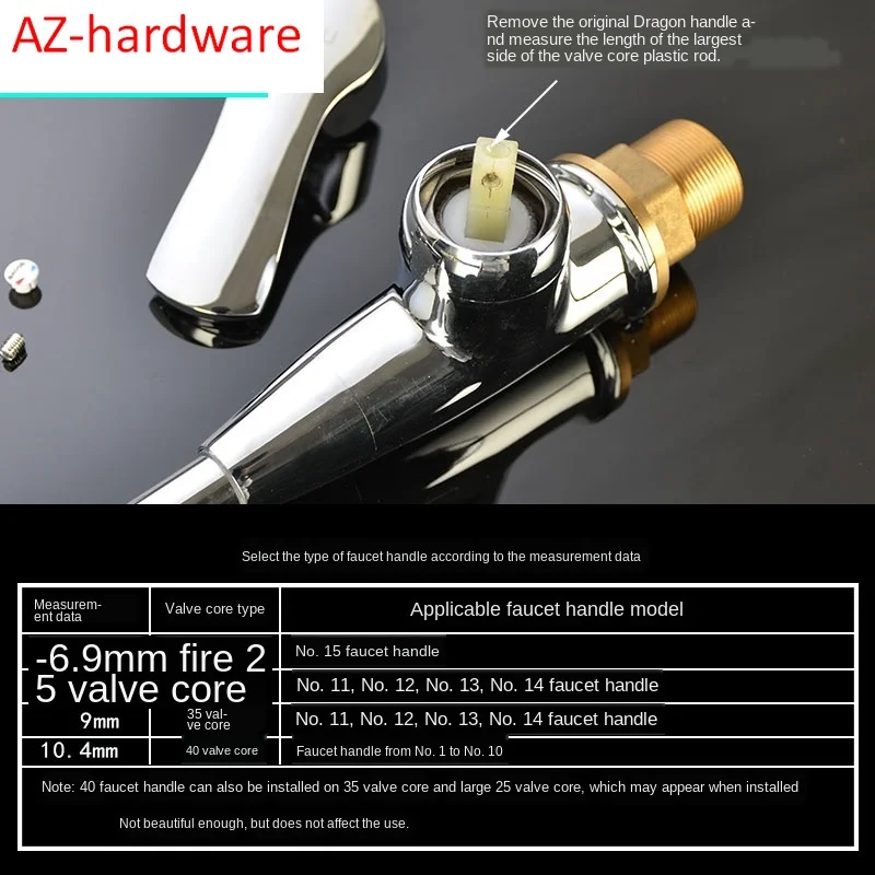 Faucet handle dish basin shower switch dial hot and cold water 25 35 40 spool repair parts