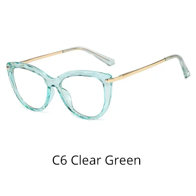 C6 Clear Green Ralferty, женские оправа для очков в стиле кошачьи глаза, прозрачные, по рецепту, прогрессивные очки, без диоптрий, женские очки F92327 - Цвет оправы: C6 Clear Green