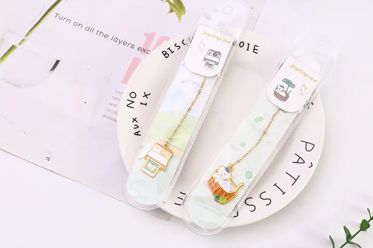 4 шт./компл. Muji дневник серии металлические закладки мультфильм котенок Подвеска Закладка держатель книги подарок канцелярские принадлежности
