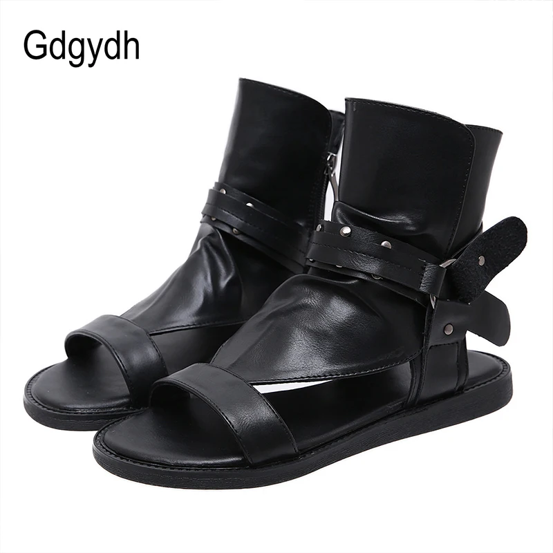 

Gdgydh 2020 New Street Rome Style Flat Gladiator Sandals Women Fashion Buckle Ankle Strap Soft Leather Open Toe Beach Shoes Zip