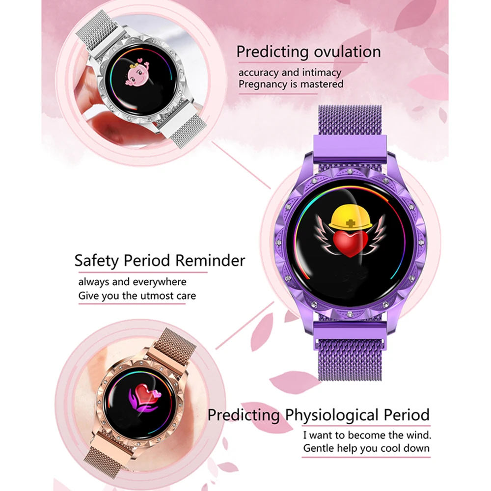 Новейшая мода D18 Смарт-часы для женщин 3D алмазное стекло сердечный ритм кровяное давление монитор сна лучший подарок умные часы