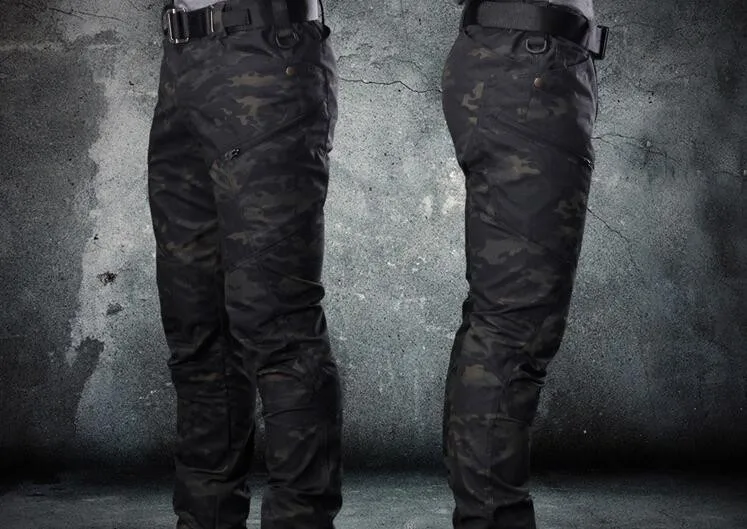 Черный Army Fan Camouflage Tactical Pant With Knee Pads Outdoor Climbing Training Hunting Stretch Wearproof Breathable Military Trouser - Цвет: Черный