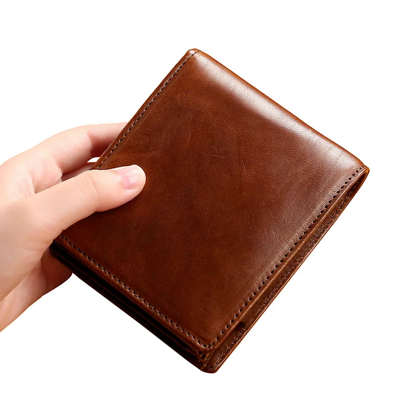 Мужской короткий кошелек RFID ультратонкий студенческий держатель для карт ID Кожаный Молодежный Модный классический кошелек поперечное сечение