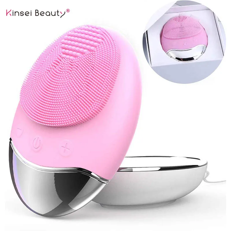 Sonic Facial Cleansing Brush Cleanser Massager Silicon Vibrating Waterproof Facial Cleansing