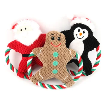 

Pet Plush Toy Vocal Dog Cartoon Cotton Rope Christmas Toy Molar Bite Resistance Vent Toys Portable PI669