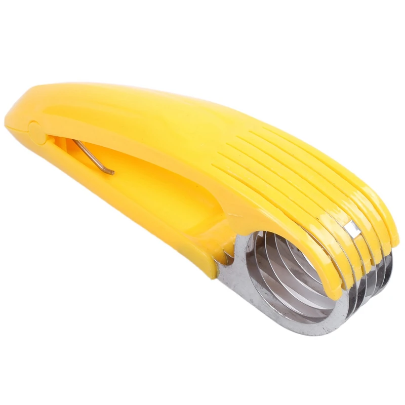 Home Kitchen Tools Ham Salad Pressed Sliced Banana Slicer Fruit Cucumber Cutter Yellow Plastic+ Stainless Steel