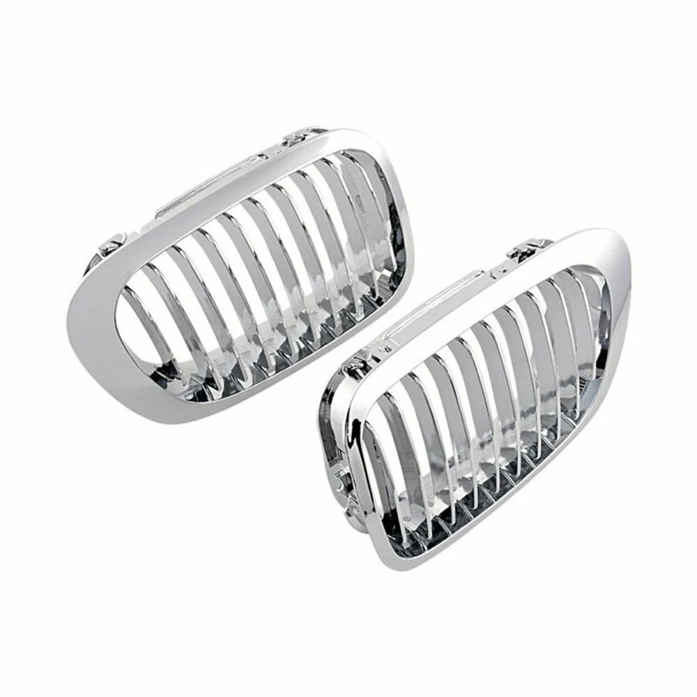 

2pcs Chrome Silver Car Front Grille Frame Grilles covers For BMW E46 2-Door Coupe Cabriolet 1999-2002 Grilles protector