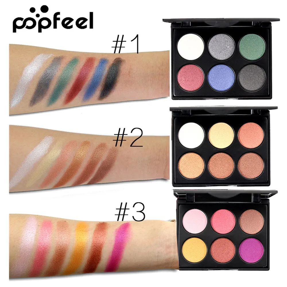 

Popfeel 6 Color/set Shiny Eyeshadow Palette Shimmer Matte Eye Shadow Makeup Cosmetics Women Glitter Eyes Shadows Make Up Pallete
