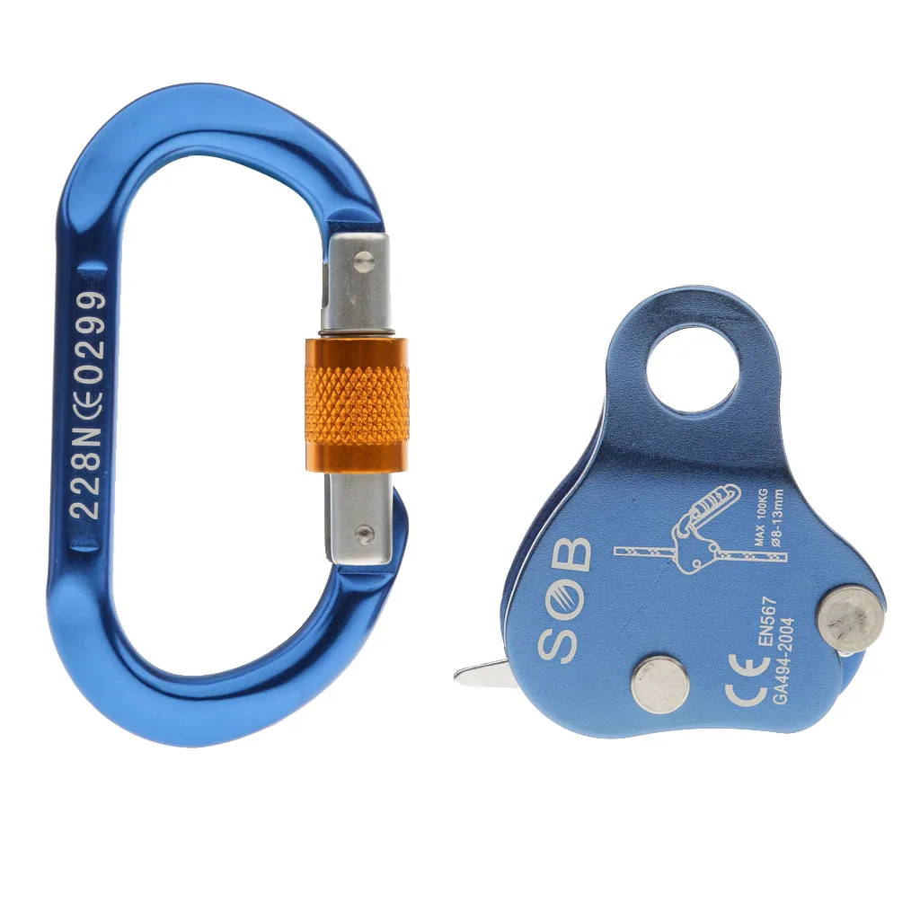 Outdoor Rock Climbing Rope Grab Protecta with Screw Locking Carabiner Equip