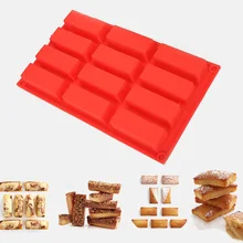 

12 Holes Rectangle Shapes Cake Fondant Chocolate Soap Silicone Mold Biscuit Cookie Baking Mould Kitchen Bakeware Accessories