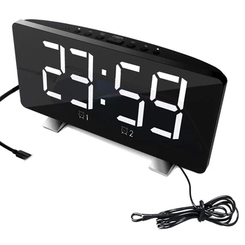 

Digital Alarm Clock Radio, FM Radio Alarm Clock, USB Port for Charging, Large 6 inch LED Display with Dimmer, Snooze, Dual Alarm