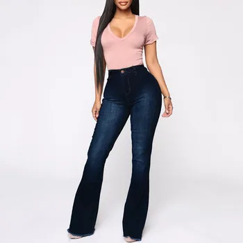 

Women's Winter High Waist Jeans Elastic Waist Pockets Solid Color Jeans Jeans for Women soild High Elastic Stretch denim