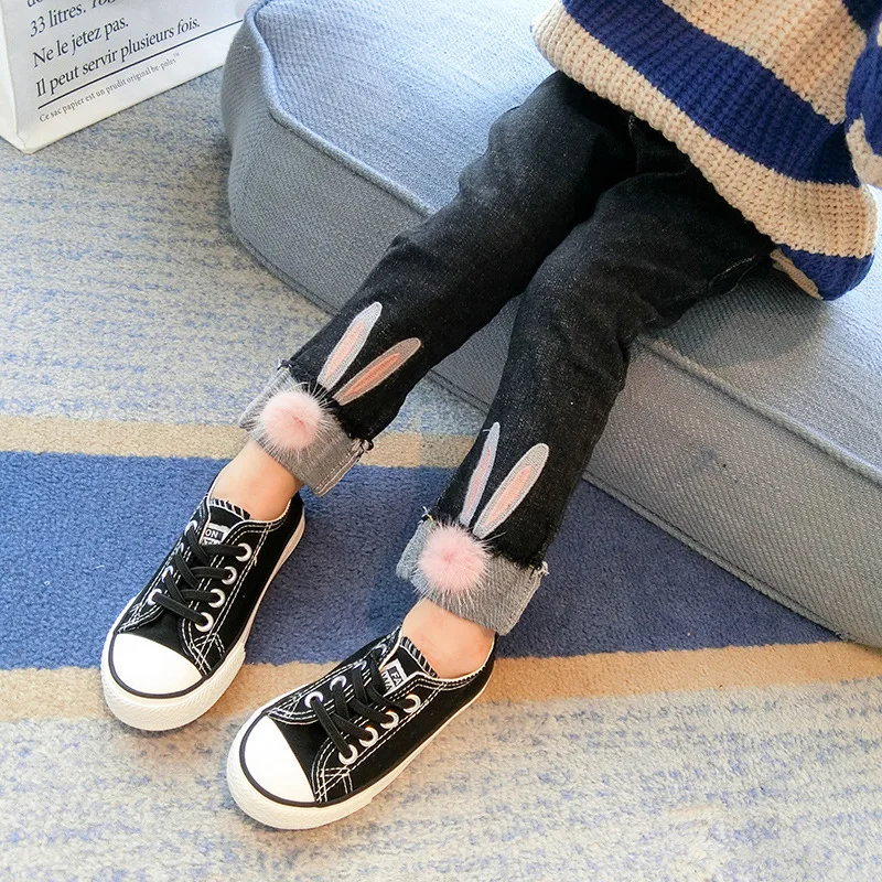 Джинсы для девочек г. Весенне-осенние новые стильные детские брюки в Корейском стиле узкие брюки в западном стиле Стрейчевые штаны для девочек