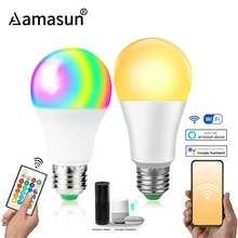 85-265 v e27 led 램프 rgb 15 w 블루투스 와이파이 app 제어 스마트 전구 10 w rgbw rgbww 전구 ir 원격 제어 홈 조명()