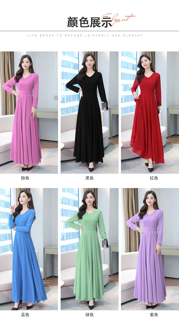 Autumn Winter Vintage Chiffon Boho Midi Dress 2020 4XL Plus Size Sexy Casual Maxi Dresses Women Party Long Sleeve Black Vestidos
