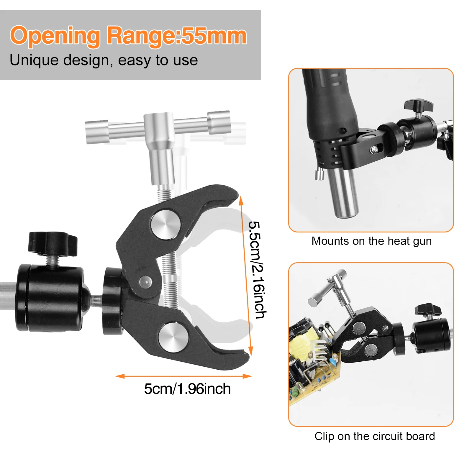 Soldering Tool Adjustable 360 Hot Air Hand-Piece Gun Holder PCB Holder 4 Flexible Arms