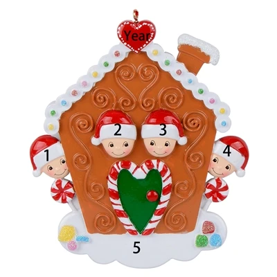 Смолы Maxora Пряничный дом семья из 2 Персонализированные орнамент на Рождество, год украшения, подарок, сувениры - Цвет: family of 4
