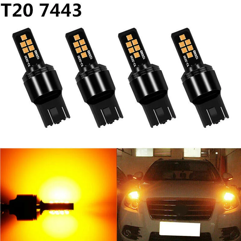 4 шт. желтый 7443 3030 SMD Тормозной фонарь светильник/Парковка светодиодный светильник лампы 12 V-24 V прочные и практичные в Применение