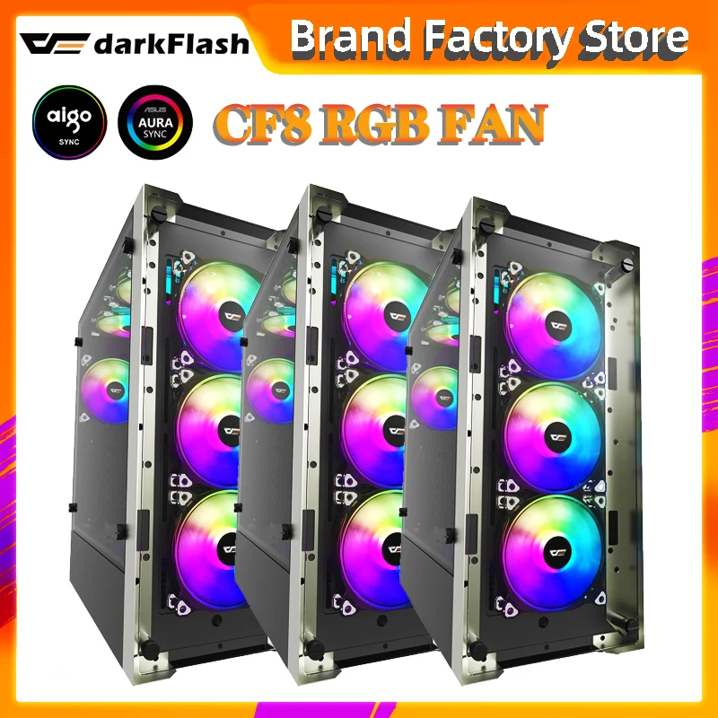 Darkflash CF8 чехол для компьютера ПК с RGB подсветкой и прозрачной рамкой тихие
