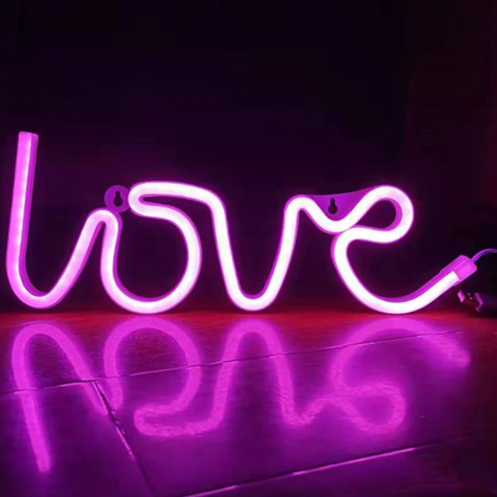 LED Neon Light Sign LOVE HEART Wedding Party Decoration Creative Neon Lamp Valentines Day Anniversary Home Decor Night Lamp Gift 4