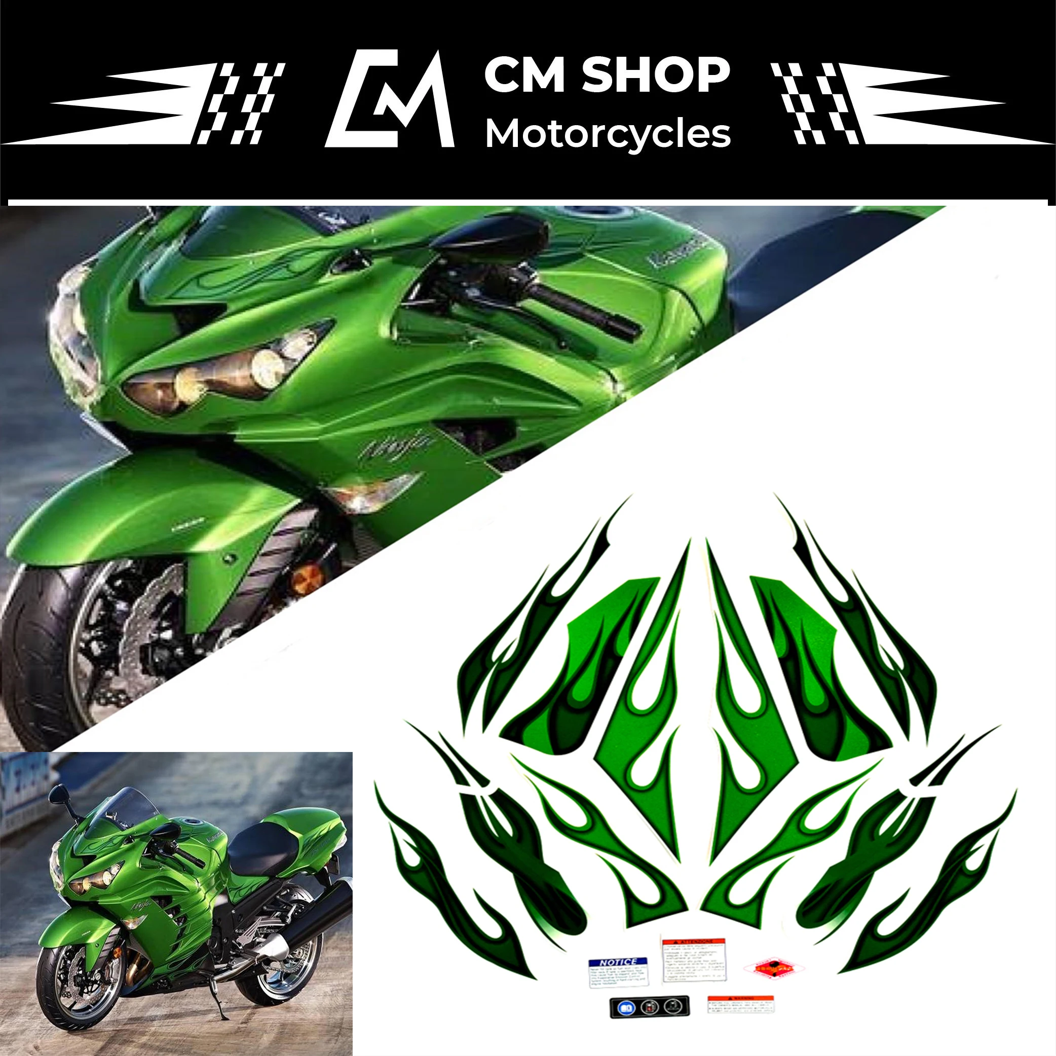 

Motorcycle For Kawasaki NinjaZX14R 12-13 Ninja ZX 14R 2012-2013 ZX14R Sticker Full Kit High Quality All Vehicle Decal