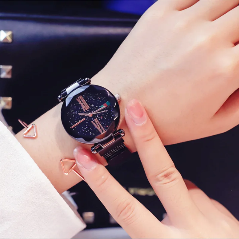 

Douyin Celebrity Style Lazy Star Mesh Belt Watch Simple Korean-style Douyin Magnet WOMEN'S Watch Students Hot Sales