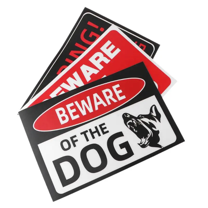 Warning Stickers Warning Decal Indoor Outdoor Adhesive Warning Security Dog Beware of Dog Sign Gates Stickers R9CB
