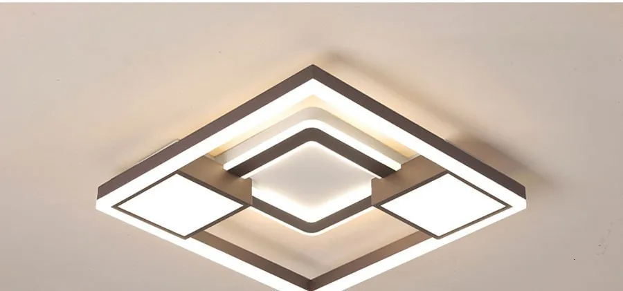 Современные потолочные светильники для гостиной, светодиодный светильник для спальни, кабинета, белого цвета, кофейного цвета, монтируемые на поверхности Круглые лампы, дистанционное управление
