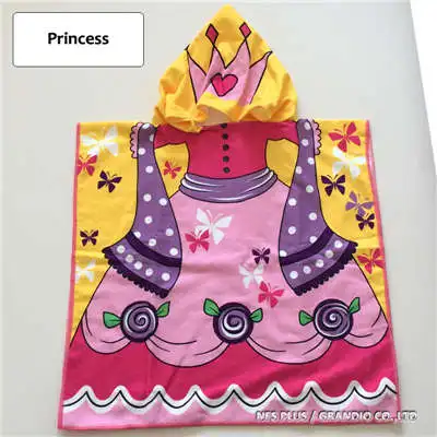 Princess Банное полотенце с капюшоном Детское Пончо Акула Русалка Принцесса дайвер Золотой экскаватор 6 Дизайн быстросохнущее микрофибра путешествия Спорт пляжное полотенце s - Цвет: Princess