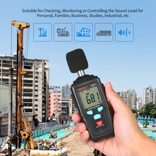 MESTEK Мини цифровой Шум измеритель влажности Измеритель уровня звука 35-135dB Шум измерительный прибор для контрольный тестер с 4 цифры по ценам от производителя ЖК-дисплей