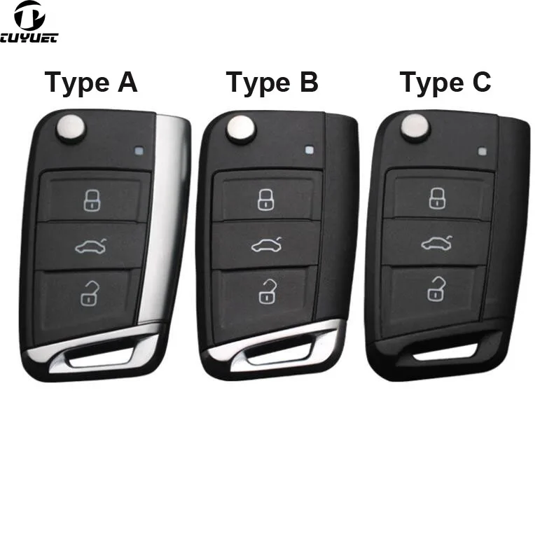 3 Button Remote Key Shell Case For VW Volkswagen Golf 7 MK7 Skoda Seat Passat Skoda Leon Octavia Flip Auto Car Key Case